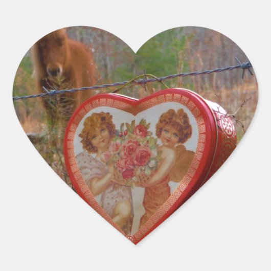 Valentijn Heart Miniatuur brown Horse Hart Sticker (Voorkant)