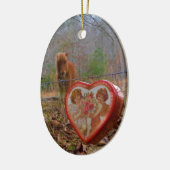 Valentijn Heart Miniatuur brown Horse Keramisch Ornament (Links)
