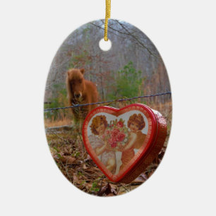 Valentijn Heart Miniatuur brown Horse Keramisch Ornament