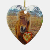Valentijn Heart Miniatuur brown Horse Keramisch Ornament (Rechts)