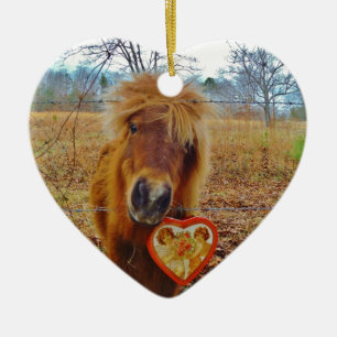 Valentijn Heart Miniatuur brown Horse Keramisch Ornament