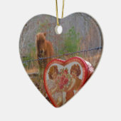 Valentijn Heart Miniatuur brown Horse Keramisch Ornament (Links)