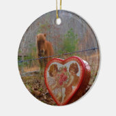 Valentijn Heart Miniatuur brown Horse Keramisch Ornament (Links)