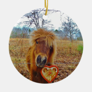Valentijn Heart Miniatuur brown Horse Keramisch Ornament