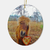 Valentijn Heart Miniatuur brown Horse Keramisch Ornament (Links)