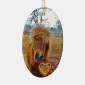 Valentijn Heart Miniatuur brown Horse Keramisch Ornament (Rechts)