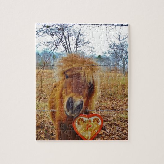 Valentijn Heart Miniatuur brown Horse Legpuzzel (Verticaal)