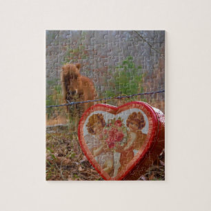 Valentijn Heart Miniatuur brown Horse Legpuzzel