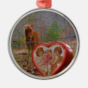 Valentijn Heart Miniatuur brown Horse Metalen Ornament