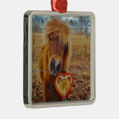 Valentijn Heart Miniatuur brown Horse Metalen Ornament (Rechts)