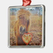 Valentijn Heart Miniatuur brown Horse Metalen Ornament (Links)