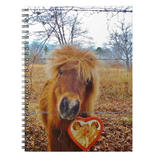 Valentijn Heart Miniatuur brown Horse Notitieboek (Voorkant)