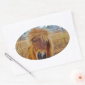 Valentijn Heart Miniatuur brown Horse Ovale Sticker (Envelop)