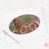 Valentijn Heart Miniatuur brown Horse Ovale Sticker (Envelop)