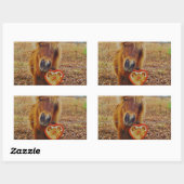 Valentijn Heart Miniatuur brown Horse Rechthoekige Sticker (Vel)