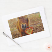 Valentijn Heart Miniatuur brown Horse Rechthoekige Sticker (Envelop)
