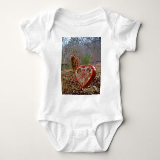 Valentijn Heart Miniatuur brown Horse Romper (Voorkant)