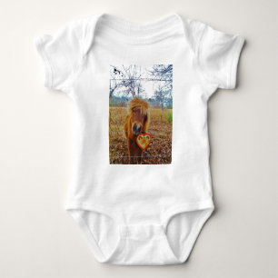 Valentijn Heart Miniatuur brown Horse Romper
