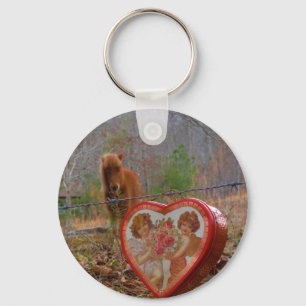 Valentijn Heart Miniatuur brown Horse Sleutelhanger