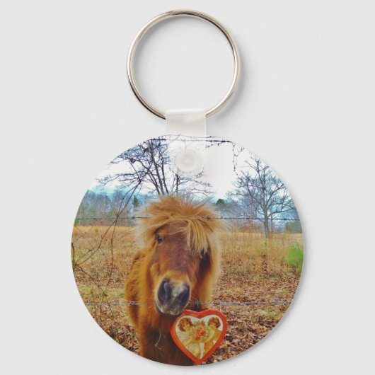Valentijn Heart Miniatuur brown Horse Sleutelhanger (Voorkant)