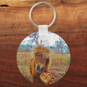 Valentijn Heart Miniatuur brown Horse Sleutelhanger (Voorkant)