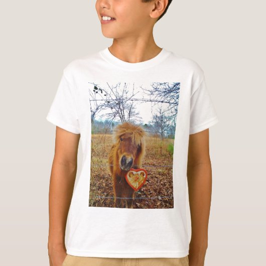 Valentijn Heart Miniatuur brown Horse T-shirt (Voorkant)