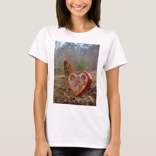 Valentijn Heart Miniatuur brown Horse T-shirt (Voorkant)