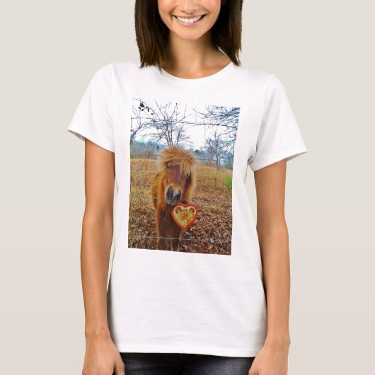 Valentijn Heart Miniatuur brown Horse T-shirt (Voorkant)