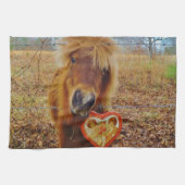 Valentijn Heart Miniatuur brown Horse Theedoek (Horizontaal)