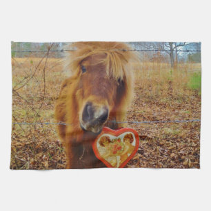 Valentijn Heart Miniatuur brown Horse Theedoek
