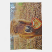 Valentijn Heart Miniatuur brown Horse Theedoek (Verticaal)
