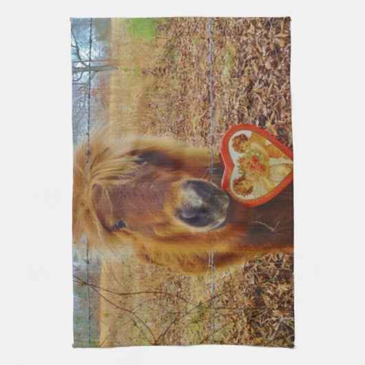 Valentijn Heart Miniatuur brown Horse Theedoek (Verticaal)
