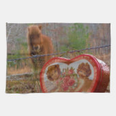 Valentijn Heart Miniatuur brown Horse Theedoek (Horizontaal)