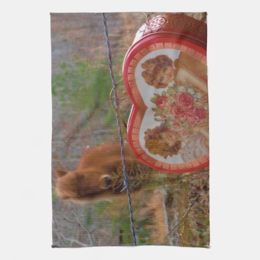 Valentijn Heart Miniatuur brown Horse Theedoek (Verticaal)