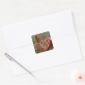 Valentijn Heart Miniatuur brown Horse Vierkante Sticker (Envelop)