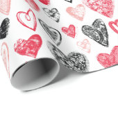 Valentijn Heart Pattern-ompakken papier (Rol Hoek)