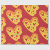 valentijn Heart Pizza Love levendig speels Cadeaupapier (Vlak)