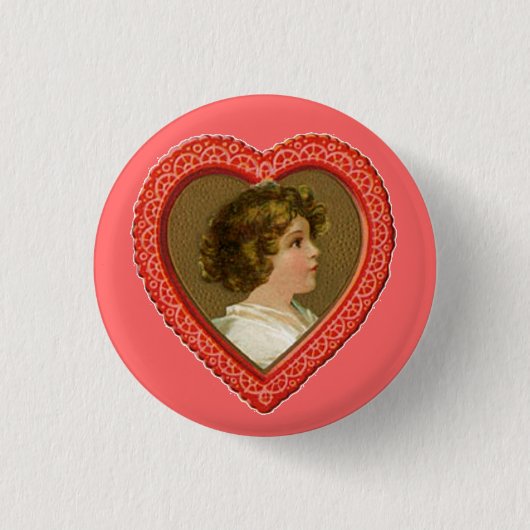 Valentijn Heart Ronde Button 3,2 Cm (Voorkant)