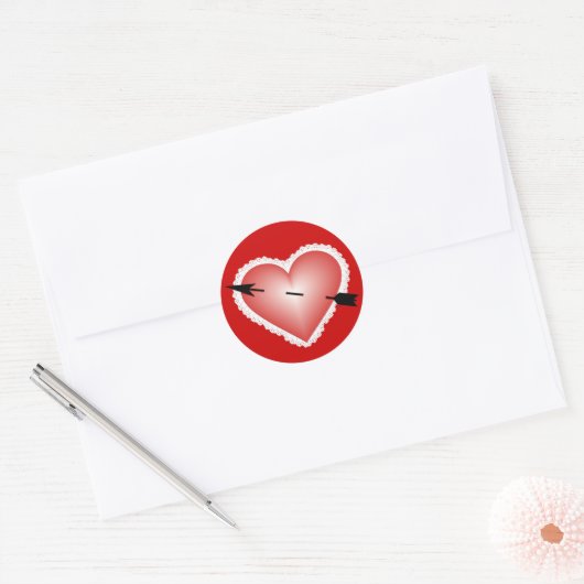 Valentijn Heart Ronde Sticker (Envelop)