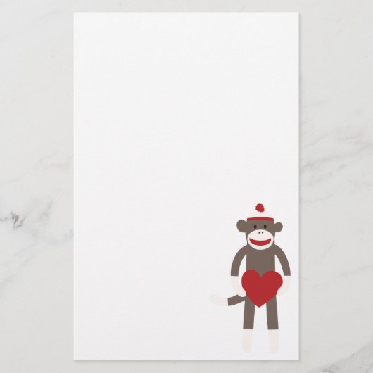 Valentijn Heart Sock Monkey Briefpapier (Voorkant)