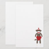 Valentijn Heart Sock Monkey Briefpapier (Voorkant / Achterkant)