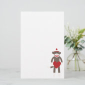 Valentijn Heart Sock Monkey Briefpapier (Staand voorkant)
