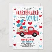 Valentijn Heartbreaker 4e Verjaardag Rode Blauwe V Kaart (Voorkant)