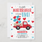 Valentijn Heartbreaker 5e Verjaardag Rode Blauwe V Kaart (Voorkant)