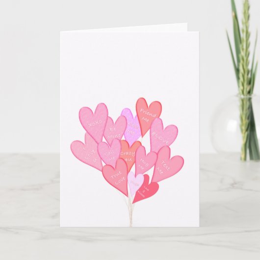 Valentijn Hearts Balloons Bedankkaart (Voorkant)