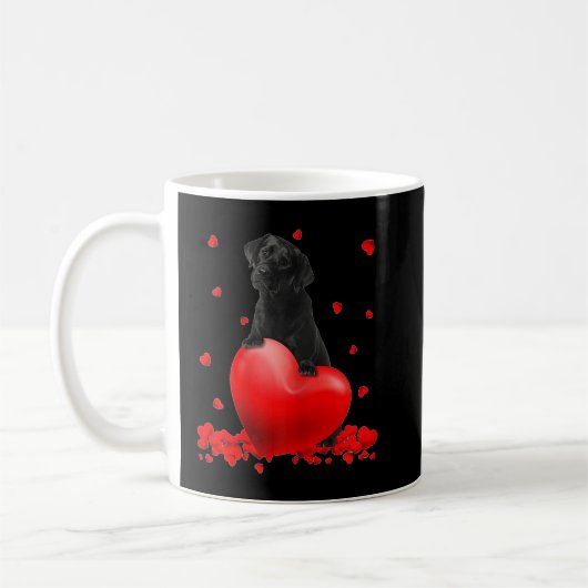 Valentijn Hearts Black Labrador Dog T-shirt Koffiemok (Links)
