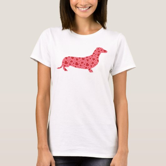 Valentijn Hearts Dachshund T-shirt (Voorkant)