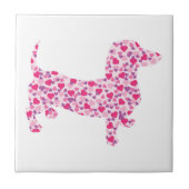 Valentijn Hearts Dachshund Tegeltje (Voorkant)