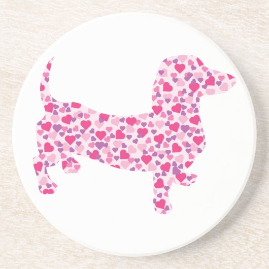 Valentijn Hearts Dachshund Zandsteen Onderzetter (Voorkant)