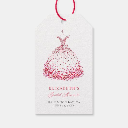 Valentijn Hearts Dress Bow Elegant Vrijgezellenfee Cadeaulabel (Achterkant)